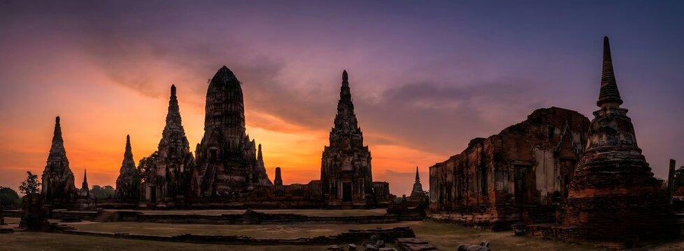 Wat Chaiwatthanaram Ancient Ruins at Sunset