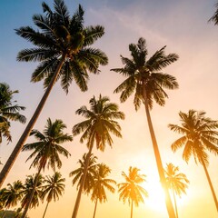 Fototapeta premium Palm trees at sunset (2)