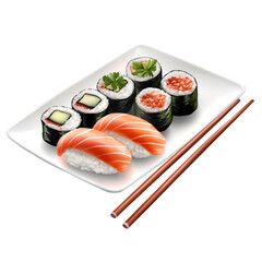 sushi with chopsticks