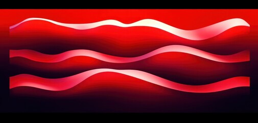 Abstract image featuring three horizontal flowing ribbon-like waves in shades of red, pink, and white on a dark gradient background, evoking a sense of movement and fluidity