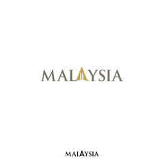 Malaysia Wordmark Logo - Petronas Towers as the icon of Malaysia at letter A.