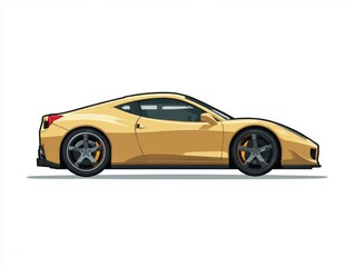 Fototapeta premium Golden Sports Car Detailed Pixel Art on White Background