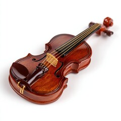 Fototapeta premium Orchestral String Instrument A Detailed Close Up Of A Vintage Wooden Violin With A Rich Brown Finish And Golden Strings