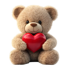 teddy bear with red heart isolated