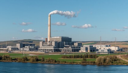 Fototapeta premium A thermal power plant - generates electricity by converting heat energy into electrical energy. 