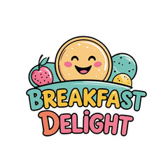 Cute Breakfast Food Cartoon Illustration