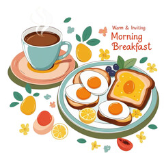 Morning Coffee and Breakfast Illustration