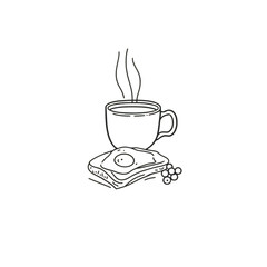 Simple Line Art Breakfast Illustration