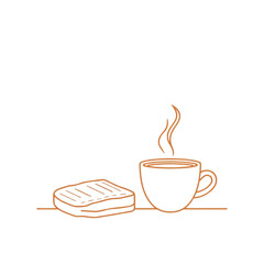 Simple Line Art Breakfast Illustration