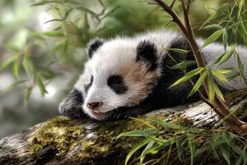 Cute baby panda cub