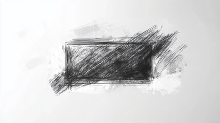 A black rectangle with a sketchy texture on a white background