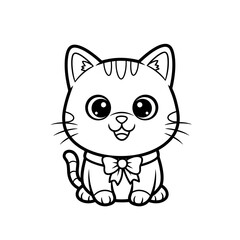 Cute cartoon cat with bow tie