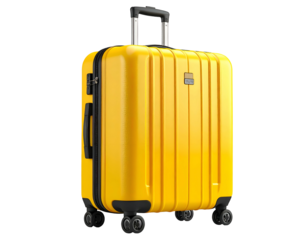 Bright yellow carry-on suitcase with telescoping handle