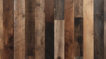 Brown wooden plank wall or floor texture background with various shades