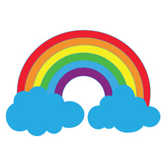 Cartoon rainbow with clouds