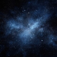 Naklejka premium Vast Galaxy Starfield With Nebulae Clusters In Deep Space Dark Blue Cosmic Background
