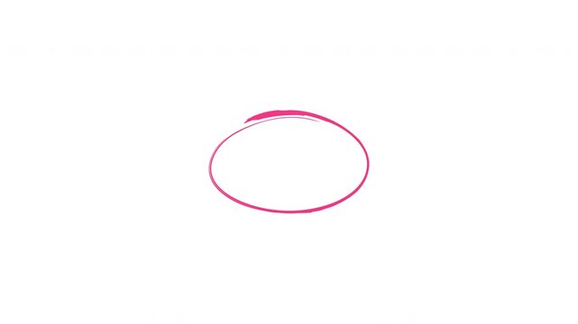 animated hand-drawn red circle highlight , scribble oval stop motion sketch loop with Transparent background