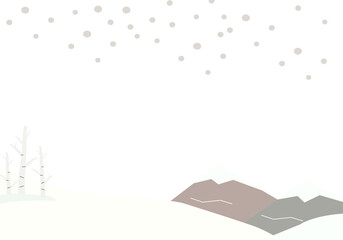 冬空に舞う粉雪と白樺の木々 冬の風景背景素材