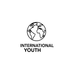 Obraz premium A simple line art icon representing international youth with a globe symbol isolated on transparent background