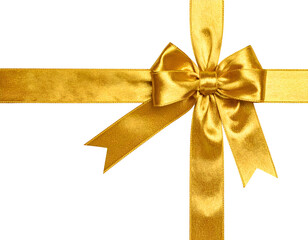Fototapeta premium Luxurious golden ribbon tied into a bow on a black background
