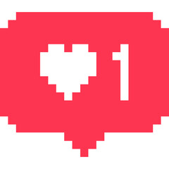 Obraz premium Pixel Heart Like Icon Social Media Notification, Like button, pixel heart 
