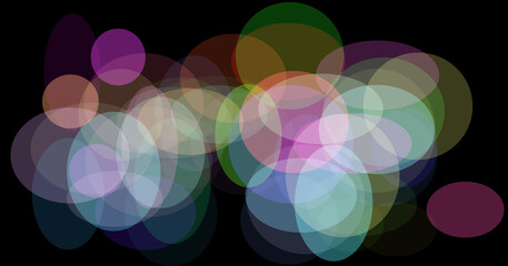 Colorful light orbs on black background