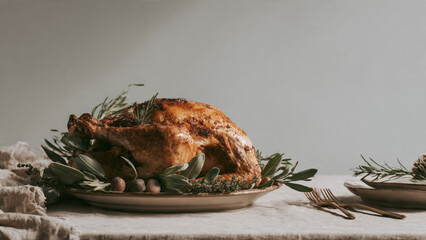 turkey with herbs and spices for Thanksgiving