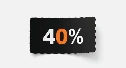 Discount 40 Percent Off Coupon on Black Background