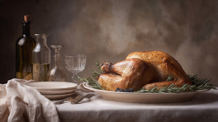 roast chicken and wine