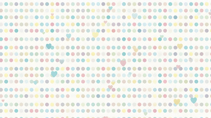 Fototapeta premium Seamless pastel polka dot pattern with tiny hearts, a gentle and cute background for various design projects, creating a subtle and charming texture