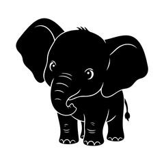 Cute baby elephant silhouette
