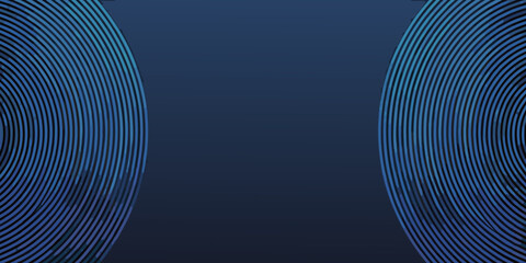 Abstract blue concentric circles on dark background with copy space