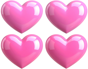 Four glossy pink hearts arranged in a 2x2 grid
