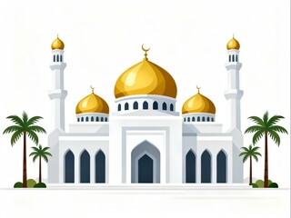A magnificent modern mosque with a golden dome