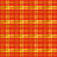 Christmas, Chinese new year celebration background.Plaid with twill weave seamless pattern in red and gold.Lucky colors vector graphic illustration wallpaper.Checkered tartan repeat pattern.