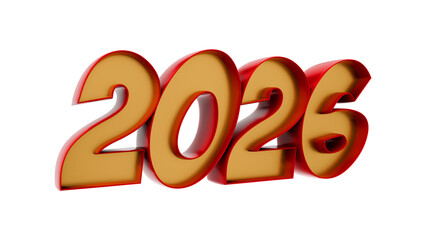 Bold 3D 2026 Year in Red and Gold
