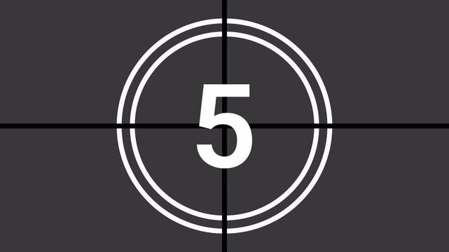 Vintage cinema graphic showing number five on screen, part of a classic 10 Old film countdown sequence, perfect for nostalgic movie starts