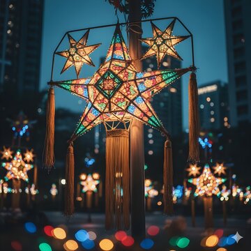 Colorful Parol Star Lantern Display