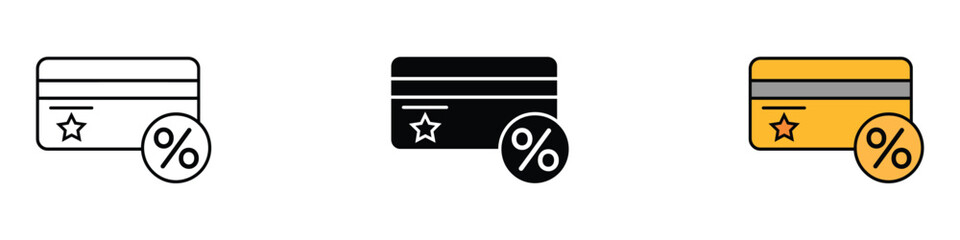 Loyalty card icon vector. Premium credit card with percentage discount offer symbol. vector illustration.