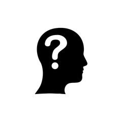 human head with Question mark icon, Question sign symbol flat design style, vector illustration