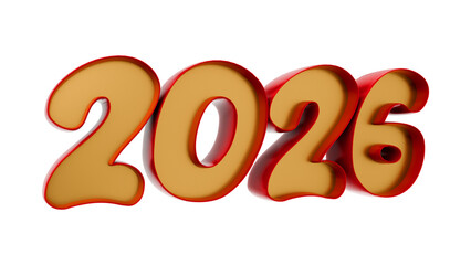 Bold 3D 2026 Year in Red and Gold