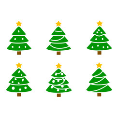 Christmas Tree Icon Set Decorative Holiday Vector Collection