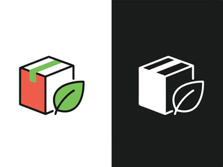 Eco-Friendly Shipping: A stylized graphic of a box adorned with a fresh green leaf, representing environmentally conscious packaging for sustainable deliveries.
