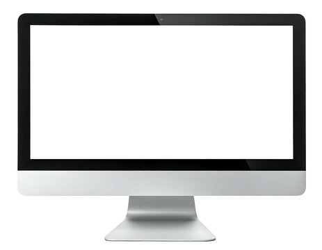 All-in-one personal computer with large, blank screen and silver base