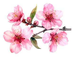 Delicate pink blossoms with detailed stamens on a branch