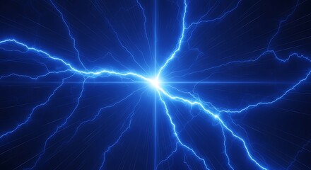 Electric storm illustration with glowing blue lightning discharges