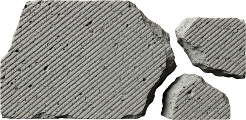 Broken Concrete Chunks With Linear Textures And Rough Edges Isolated Transparent Background Debris Material Construction Aggregate