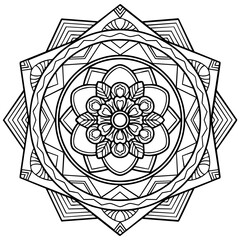 Mandala isolated on the white background. Template for coloring book page. Oriental mystical pattern. Flower pattern style
