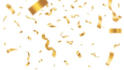 Golden Ribbons and Streamers Holiday Design with Festive Celebration on White Background