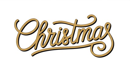 Christmas Typography Design with Elegant Golden Cursive Lettering and Festive Style